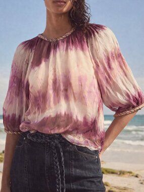 Silk Printed 3/4 Slv Blouse (0220)